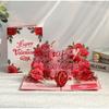 Romantic 3D Rose Folding Card Pop Up Rose Card Anniversary Card Wedding Invitations Card Valentine Day Present Card Valentines Card