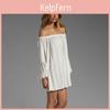 Elegant Loose Fit Off Shoulder Chiffon Long Sleeve Dress For Women In Classic Colors