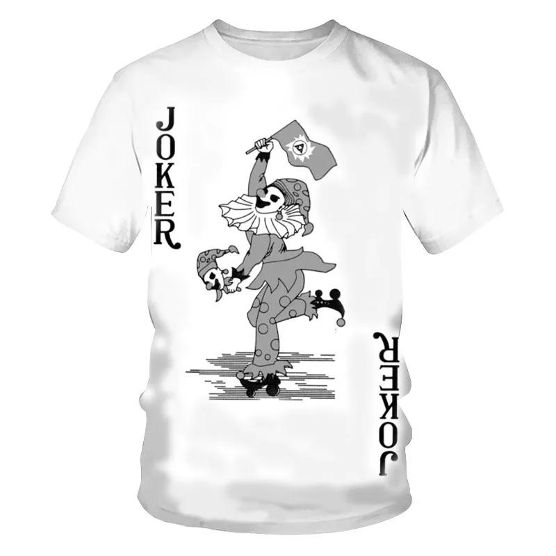 Summer Round Neck Playing Card Pattern 3D Print Top Fashionable Casual Short Sleeved Men's T-shirts