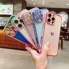 For iPhone 16 Pro Case Dazzling Design Electroplating Heart Pattern TPU Phone Cover