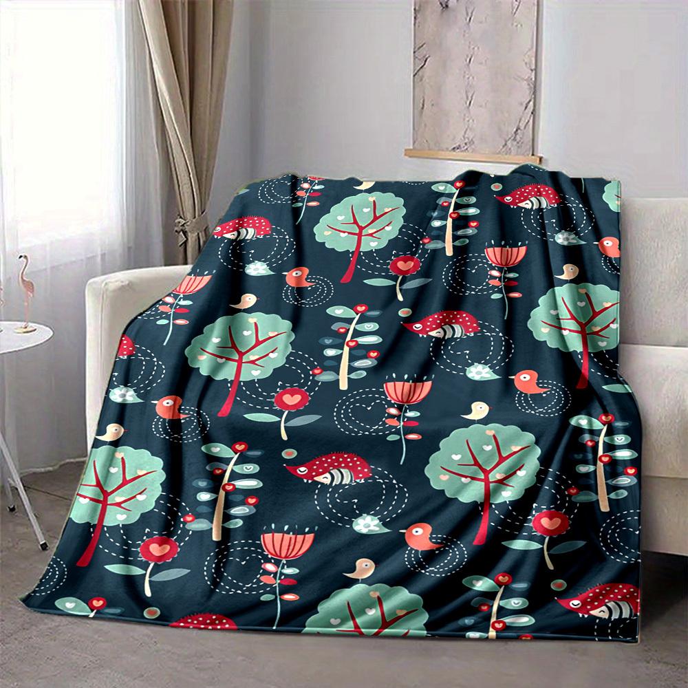 1pc Forest Creatures Lightweight Flannel Blanket, Comfortable and Warm Blanket, for Office and Camping Sofa Bed, Livingroom127