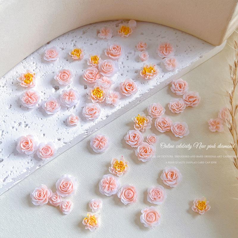 100Pcs Nail Art Mini Flower Resin Gem Stones Diy Nail Crafts 3D Stickers For Gel Polish Nail Accessories Multi-Colors Rose