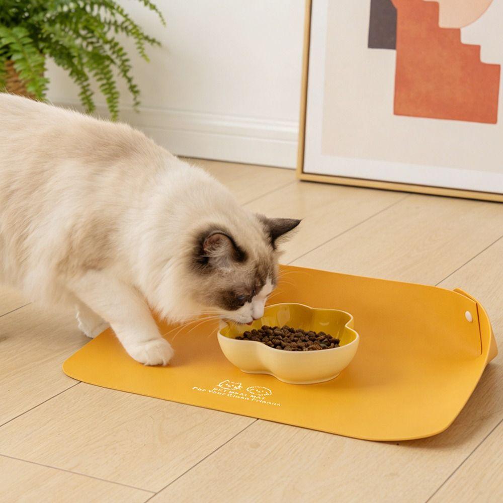 PU Leather Pet Feeding Mat Waterproof Cat Food Mat New Leather Pet Mat Home Floor Protection