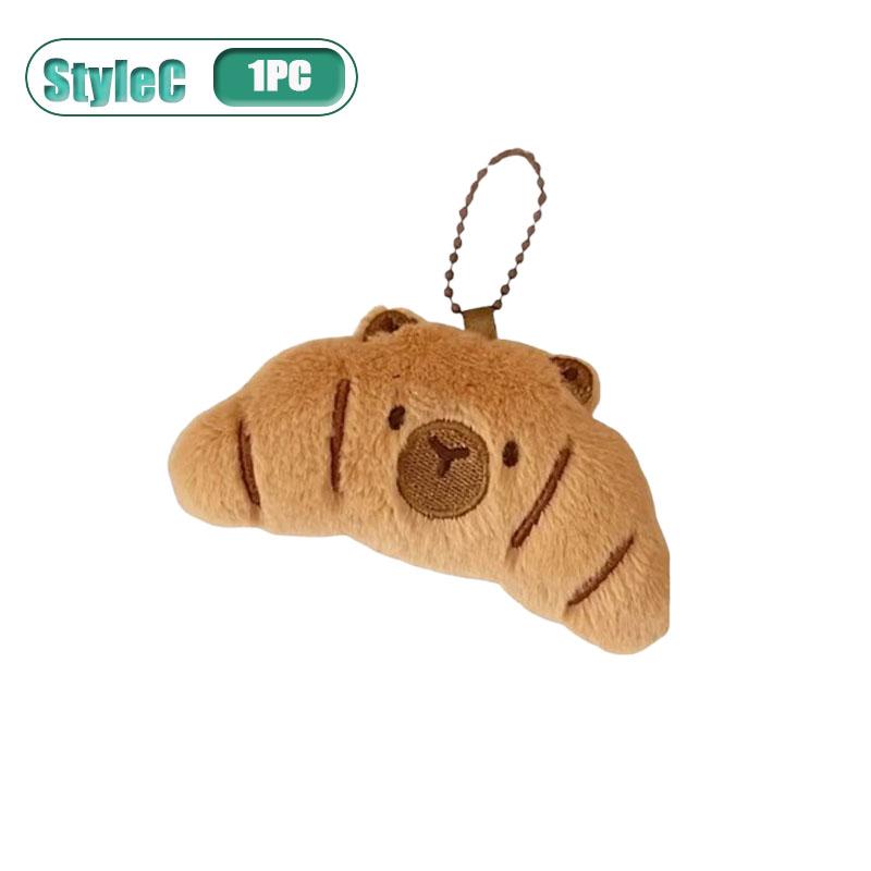 1-10PCS Adorable Capybara Plushie Keyring Funny Bread Topper Anime Style Fluffy Hanging Toy Cute Food Decor For Teens