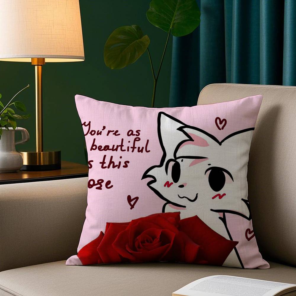 Boykisser S-Alberne Katze Niedlicher Kissenbezug Gemütlicher Plüsch-Kissenbezug Beidseitig bedruckt – Wohngeschenk für Schlafzimmerdeko