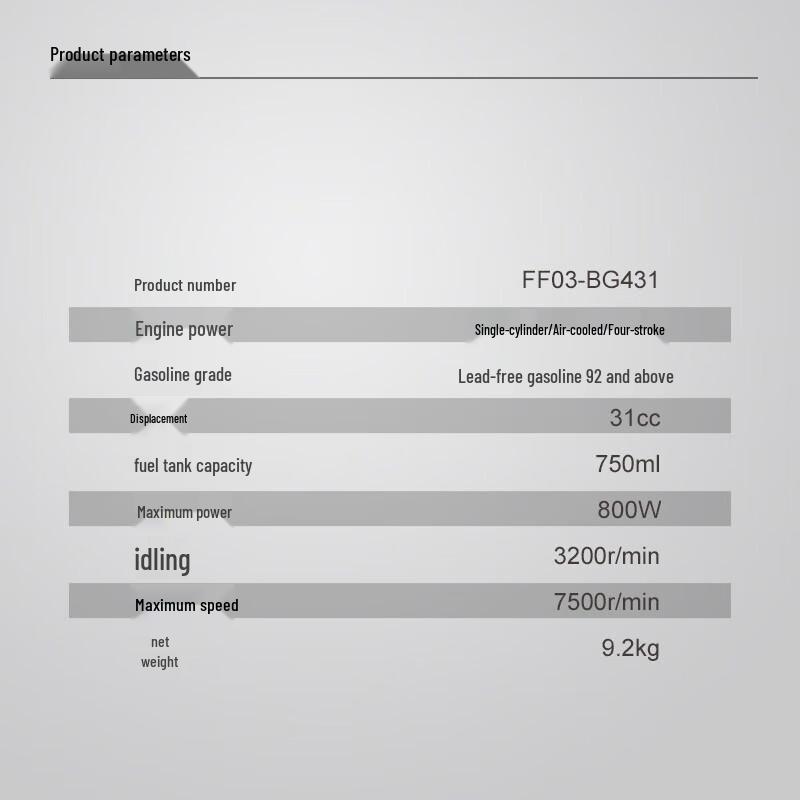 Dongcheng FF03-BG431 4-Stroke Gasoline Backpack Brush Cutter CN plug (adapter included)