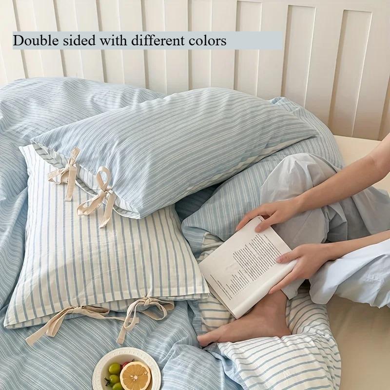 

Double Sided Stripes Bow Pillow Cases 48x74cm Soft Comfortable Covers Cotton Pillow Cover Pillow Sham Beds Home Decoration gifts 1pc