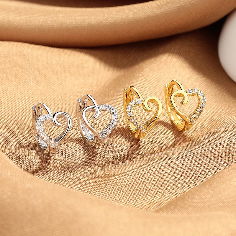 Sterling Silver French Love Temperament Commuter Stud Earrings Female Simplicity High Sense Internet Celebrity Earrings Earrings Versatile