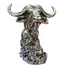 Animal Head Statue Resin Lion Figurine Rhinoceros Statue Retro Style Lion Buffalo Sculpture for Office Bedroom Living Room Decor