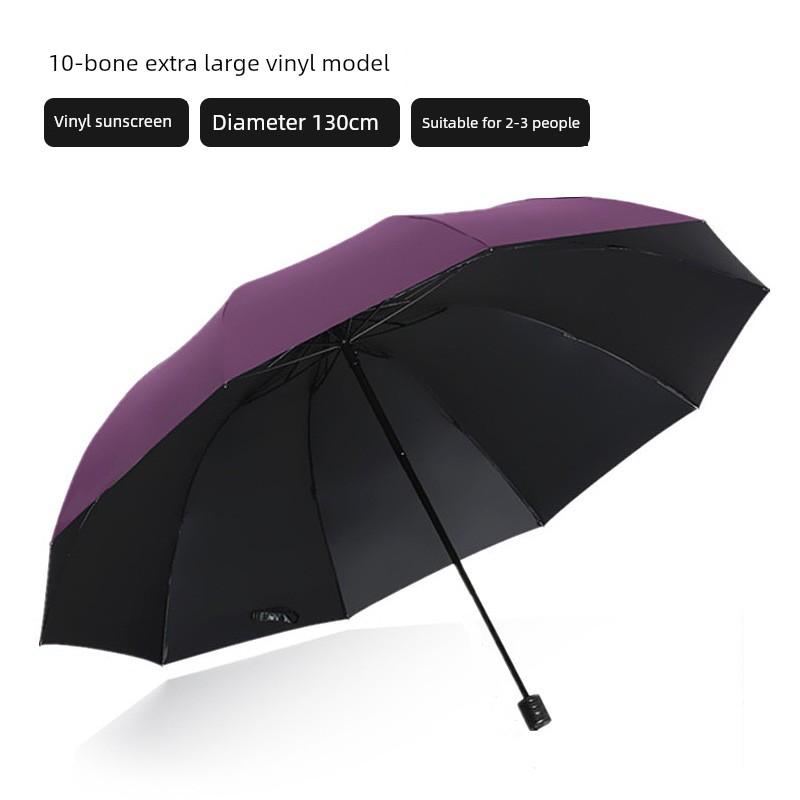 Men's and Women's Large Folding Umbrella, Dual-Purpose Sun and Rain Umbrella, Manual Opening, Black Coating for Sun Protection, Business Advertising