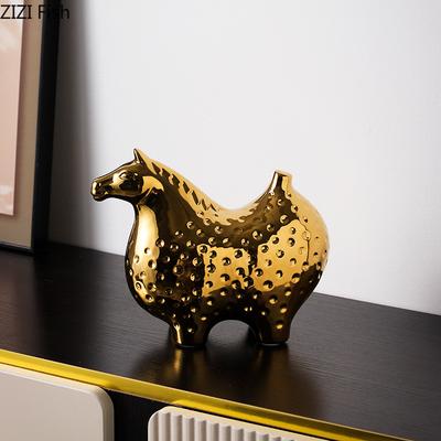 Abstract Ceramic Fat Horse Statue Handicrafts Desk Decoration Ornaments Creative Speckled Horse Sculpture Room Aesthetics Decor
