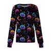Women's Casual Long Sleeve Button Down Halloween Print Top for Costume Wear