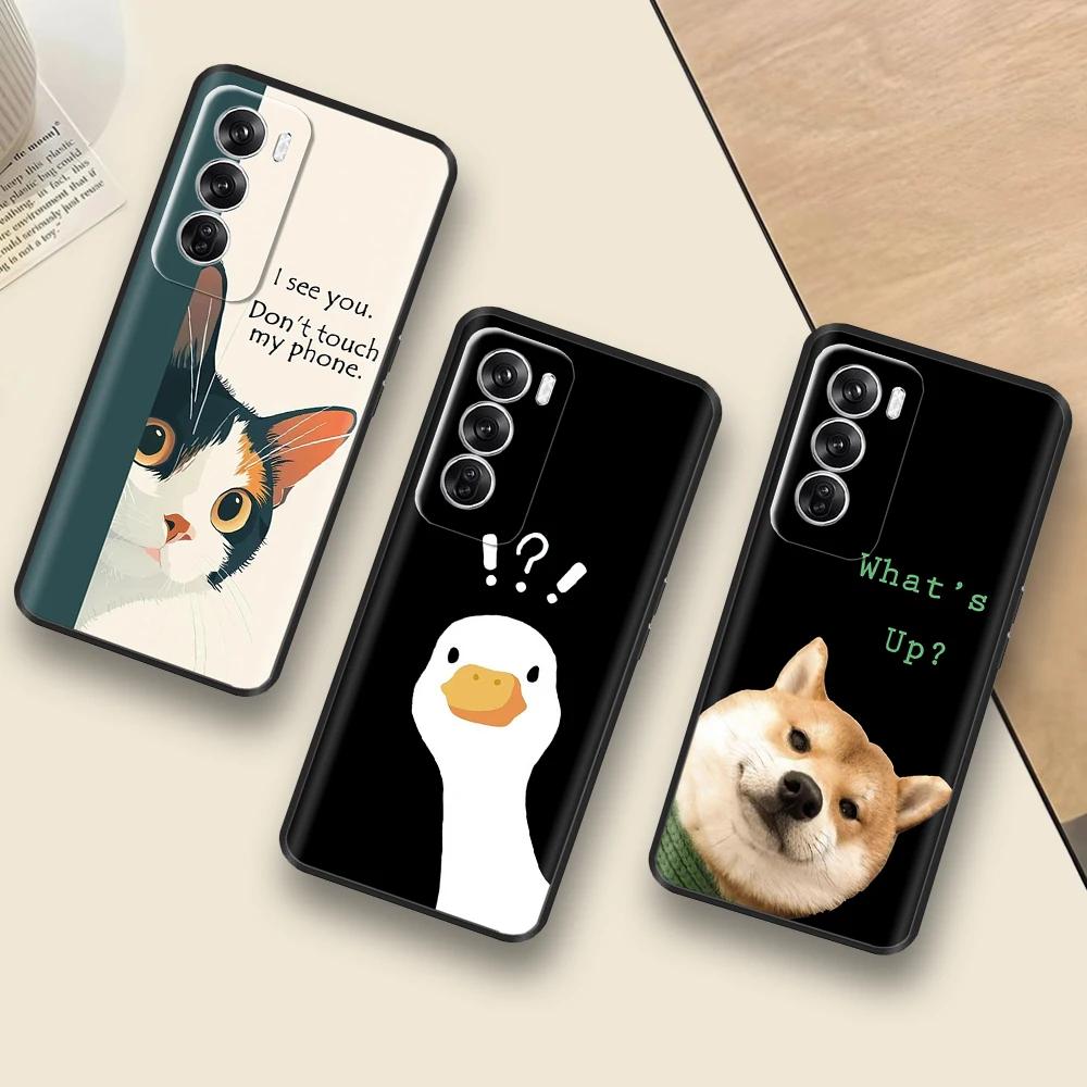 Silicone Case For OPPO Reno 12 Phone Cases Lovely Cat Cover Reno12 5G Soft Liquid Silicon Back Cover For OPPO Reno 12 Pro 5G