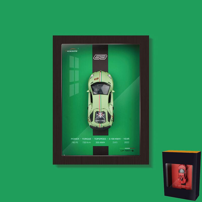 1:32 3D Photo Frame Wall Hanging Paintings Alloy Metal Diecast Model Car Home Trendy Decorations Ornament Collectibles Birthday