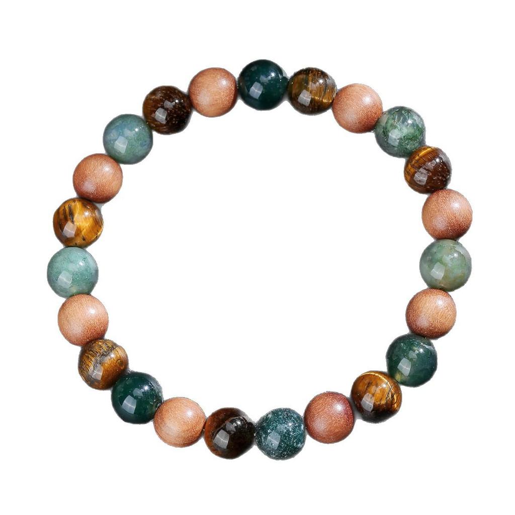Cosmic Sailing Natural Crystal and Sandalwood Water Agate Bracelet