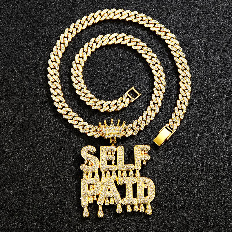 European & American Fashion Punk Hip Hop Rhinestone Water Drop Pendant