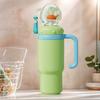 24oz Stainless Drinking Lid Whale Fountain Tumbler Widened Handle Leak Proof Insulated Water Bottle 710ml Drinking Cup