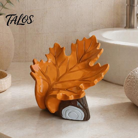 Elegant Resin Ornament for Home Creative Simulated Maple Leaf Soap Dish, Quick Drainage Laundry Modern Bathroom Sink Accessories Soap, Stylish