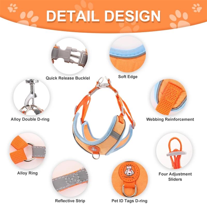 Reflective Dog Harness Leash Set Nylon Adjustable Pet Harness Outdoor Walking Breathable Pet Chest Vest Leash Dog Accessories