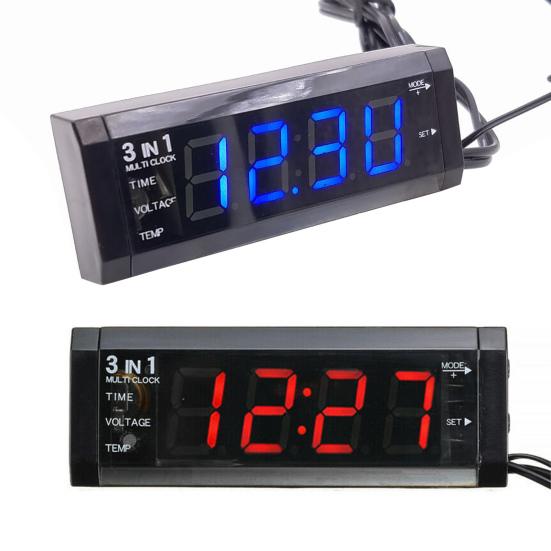 Autohodiny DC 12V Multifunkční 3 v 1 Digitální Elektrický Měřič Panel Voltmeteru pro Auto