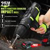3/8' Cordless Electric Impact Drill Driver Screwdriver + 2 Li-Ion Battery New 195mm*200mm