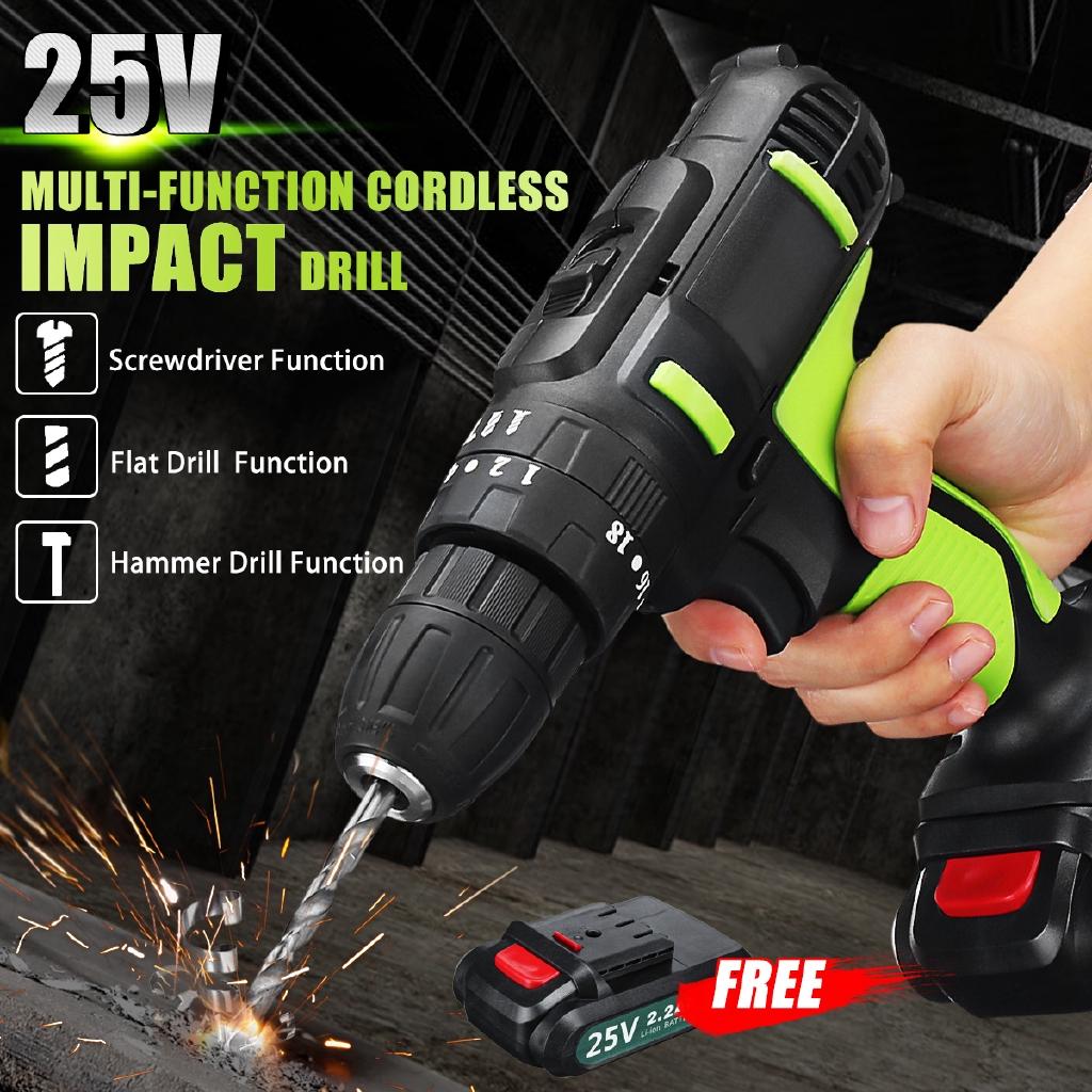 3/8' Cordless Electric Impact Drill Driver Screwdriver + 2 Li-Ion Battery New 195mm*200mm
