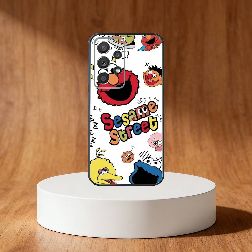 Sesame S-Street Cookie Elmo Phone Case For Samsung S25,S24,S21,S22,S23,S30,Ultra,S20,Plus,Fe,Note,10,9,5G Black Cover