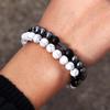 Matte Black Cubic Zirconia Ball & UFO Pendant Braided Bracelet Set