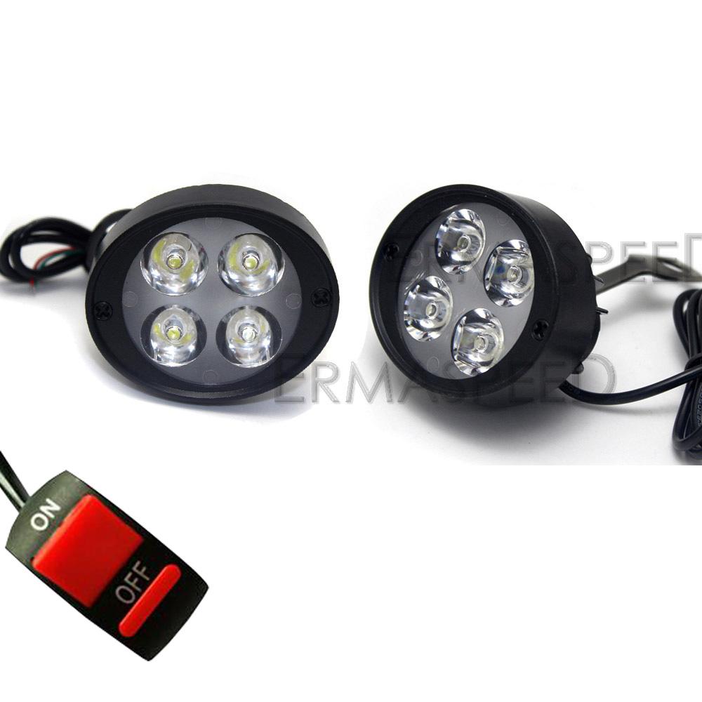 LED-Motorrad-Scheinwerfer, Nebelscheinwerfer mit Ein-/Ausschalter, 12 V, 6500 K, Scheinwerfer für Motorräder, Straßenmotorräder, Offroad-Scooter