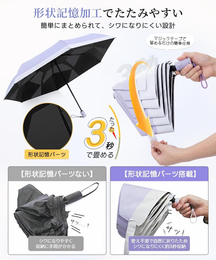 Folding Parasol Certified UV Shape Folds In 3 Suitable for Sunny and Rainy Automatic Opening and Complete Sun Heat Sunburn UV Windproof and Ideal for