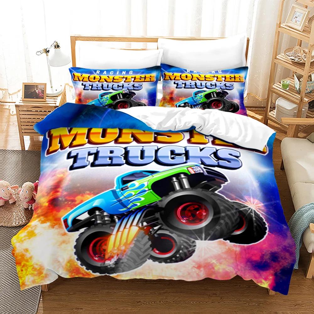 M-Monster Jam Bedding Set Single/Twin/Full/Queen/King Size Monster Jam F-F1 Bed Set Aldult Kid Bedroom Duvetcover Sets 3D Anime