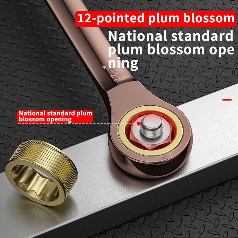 Double Head Ratchet Wrench , 6-27mm Chrome Vanadium Steel, Reversible Combination Spanner for Auto & DIY Repairs