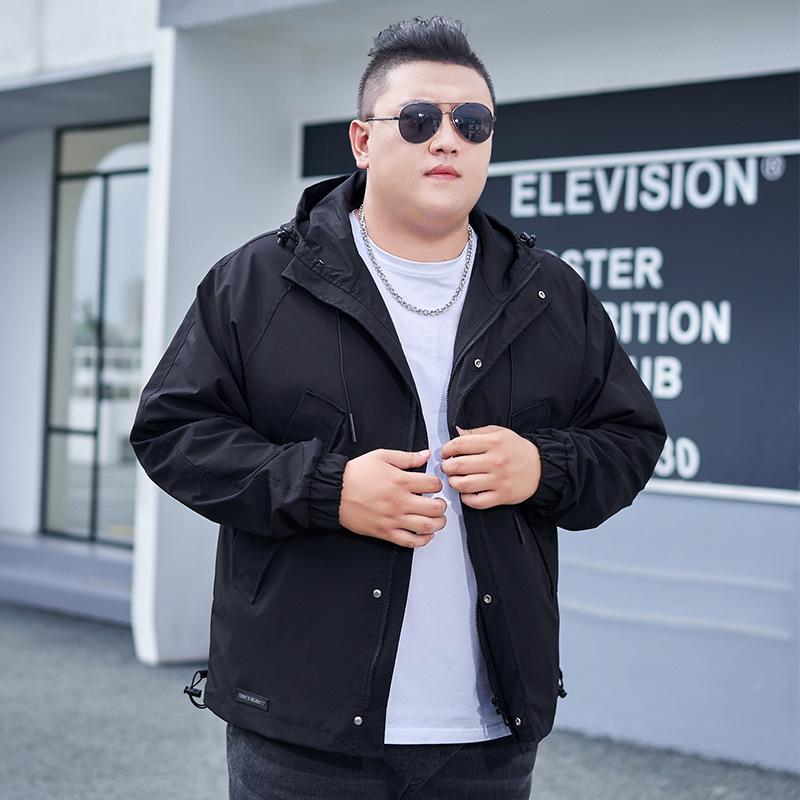 Men's Plus Size Trendy Hooded Windbreaker Jacket - American Workwear Outdoor Casual Mountaineering Apparel