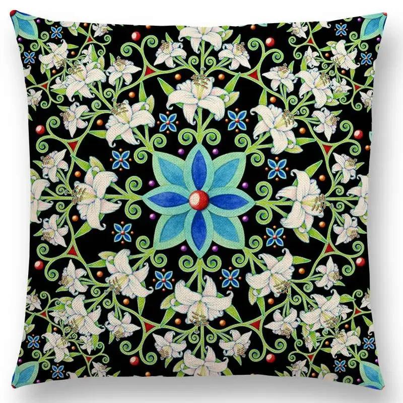 

Изящное искусство Бохо Миллефиори Геометрический Цветочный узор Фестиваль Мандала Елизаветинский Пастельные Цветы Наволочка для подушки Чехол для диванной подушки 45x45cm бежевый