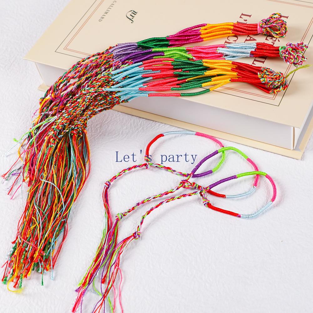 20Pcs Colorful Woven Rope String Bracelet Ankles for boy girl Birthday Party Favors Baby Shower Wedding Party Guests Small Gifts