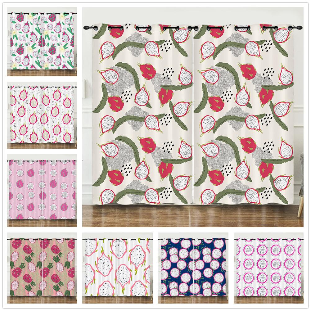 Curtain Cartoon Fruit Dragon Fruit Love 3D Digital Printing Blackout Curtain Punching