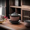 Purple Pottery Tea Set Sancai Gaiwan Tea Cup Single High-Grade Kung Fu Tea Bowl with Lid Ceramic Gaiwan Household
