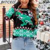 BITCED Casual Christmas Snowman Pullover Autumn/Winter Cartoon Alpaca Christmas Knitwear