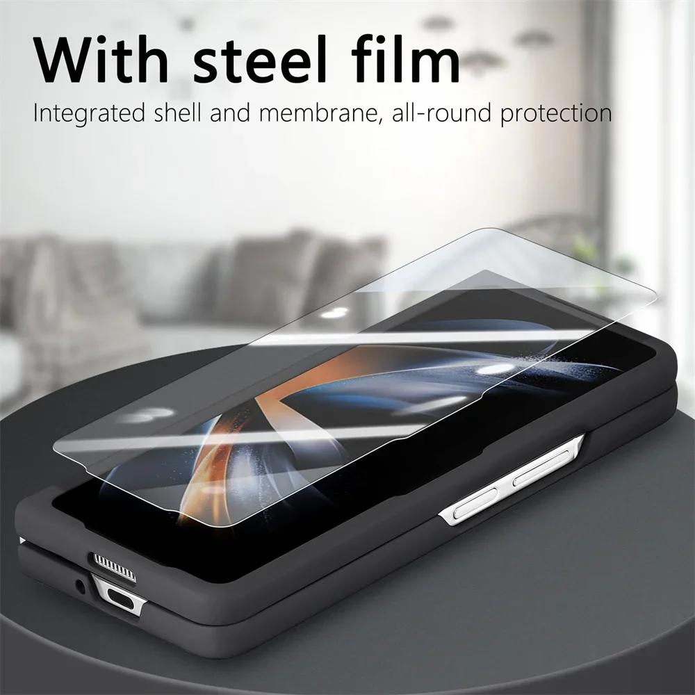 For Samsung Galaxy Z Fold 6 5 4 Fold6 Fold5 Fold4 5G Magnetic Phone Case with Screen Protector Shockproof Pu Leather Full Cover