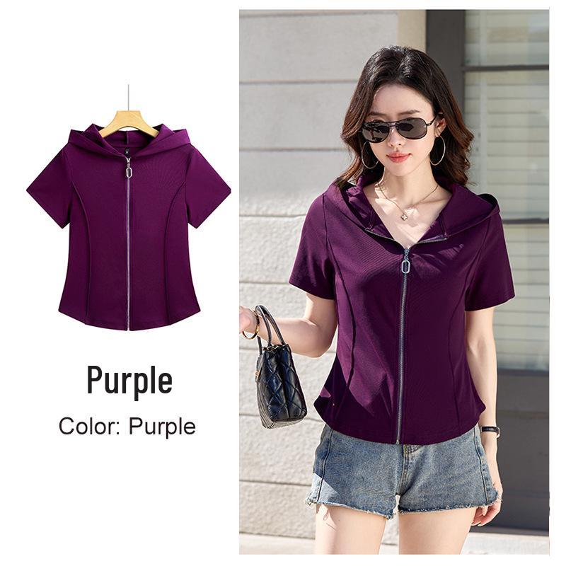 2026 Stylish Slim Fit Hooded Short-Sleeve T-shirt 355 L