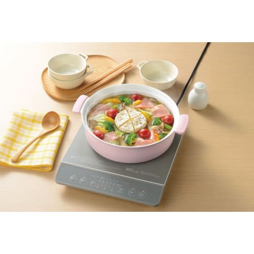 Kakusee Coronto CT-22 Tabletop Pot, 24cm, Serves 3-4 People, Double-Handled, Gas Stovetop Compatible, Ceramic Coating, Non-Stick, Lightweight, Glass L