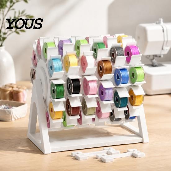 Bastelzimmer-Organizer 60-Spulen Nähgarnständer, 360 Grad drehbarer platzsparender Spulenlagerständer, Tischhalter für Stickerei und Quilting