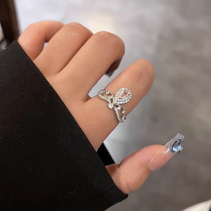 Charming Pink Crown Ring For Women Unique Design Adjustable Copper Fashion Jewelry