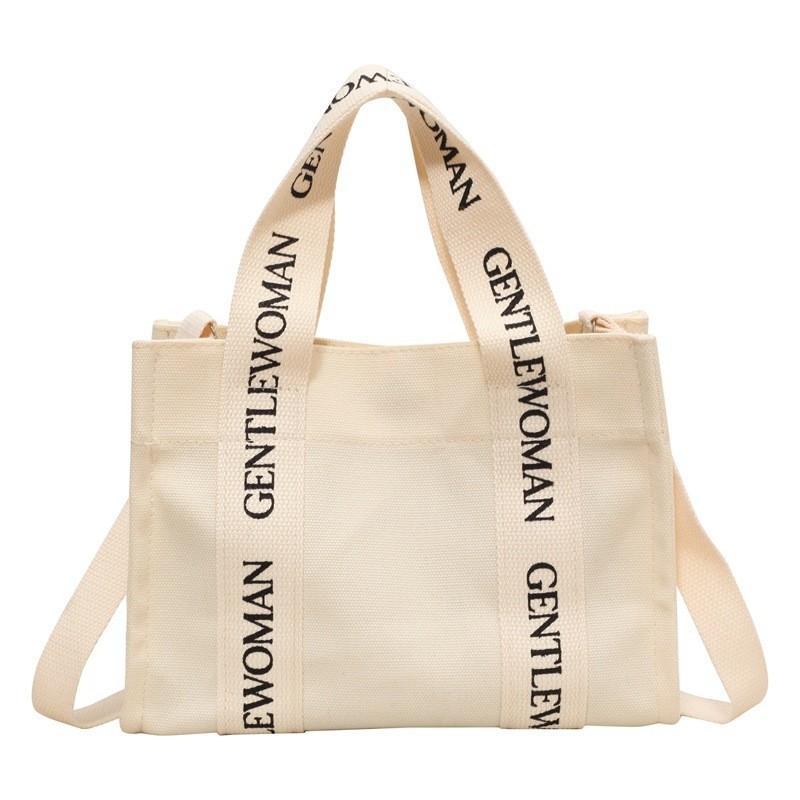Fashionable Canvas Tote Bag With Alphabet Print Shoulder Bag For Women