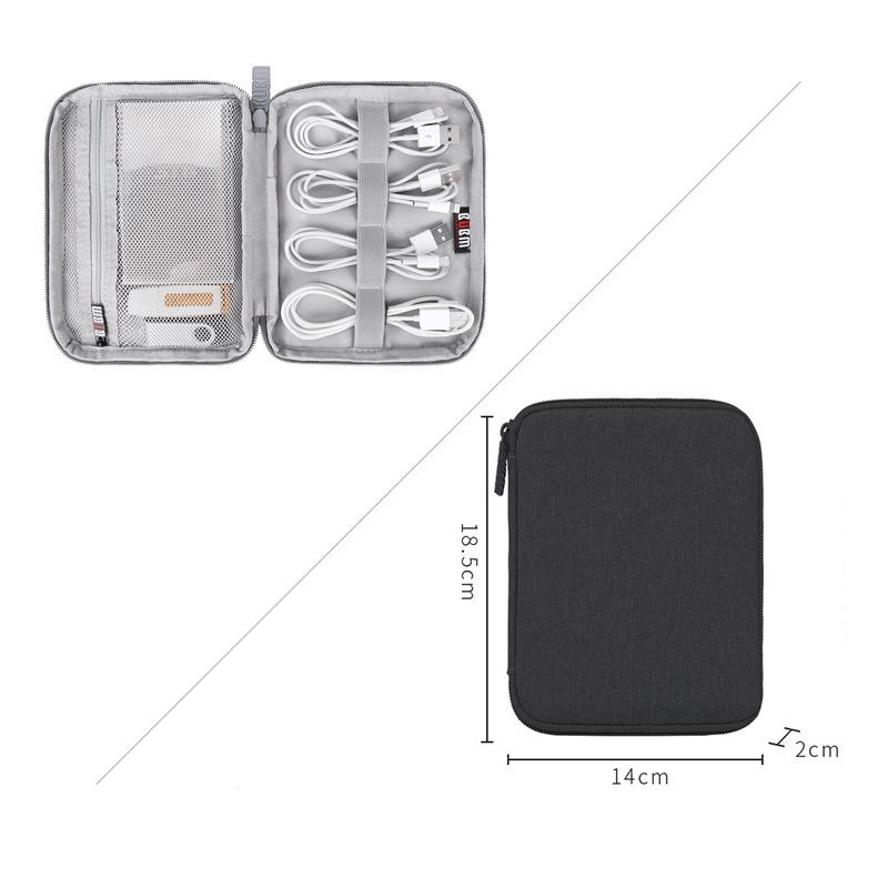 Gray Digital Storage Bag USB Data Cable Organizer Earphone Wire Bag Pen Power Bank Travel Kit Case Pouch Electronics Accessories