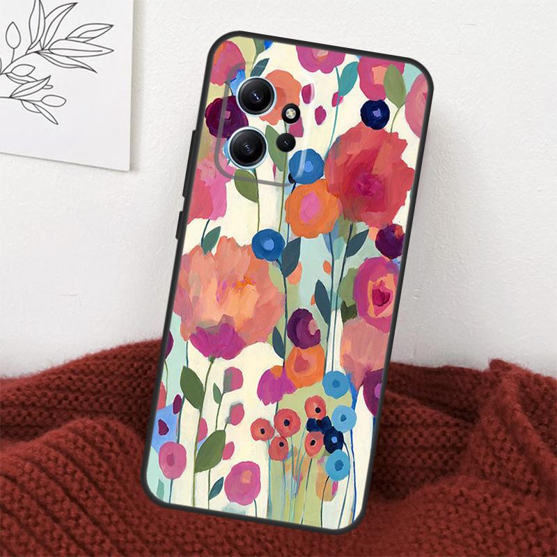 Buntes Blumenmalerei Kunstetui Für Xiaomi Redmi Note 13 9 10 11 12 14 15 Pro Plus Hülle Für Redmi 15 C 12C 13C 14C 10C