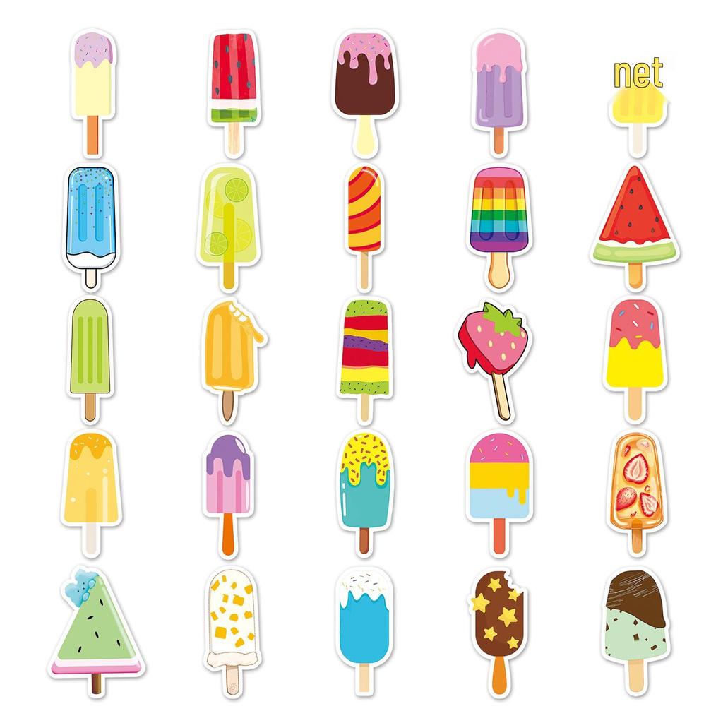 50 Delicious Food Graffiti Popsicle Stickers – Waterproof Decoration for Water Bottles, Stationery & Planners, Small Size