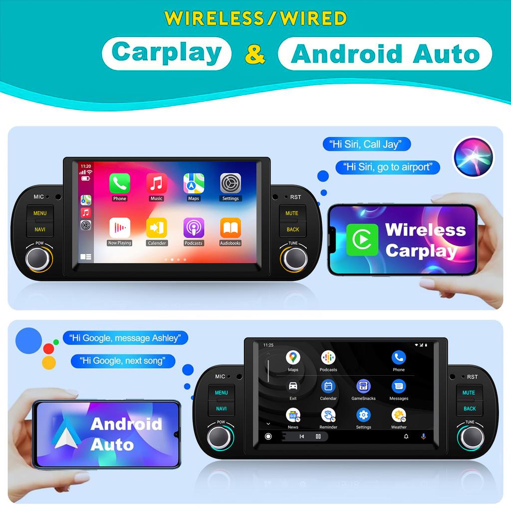 Radio multimedia para Fiat Panda 2013-2020 con Android, vídeo, estéreo, Android Auto, Carplay, GPS, DVD, unidad principal de 7 pulgadas, 1 DIN