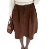 Highly recommended! Elegant A-line corduroy skirt for women, perfect for autumn/winter. Simple and versatile with a high-end aura.