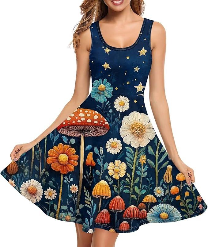 Summer Dress Casual Sleeveless Vest Cotton Skating Vest Short Medium and Long Dress